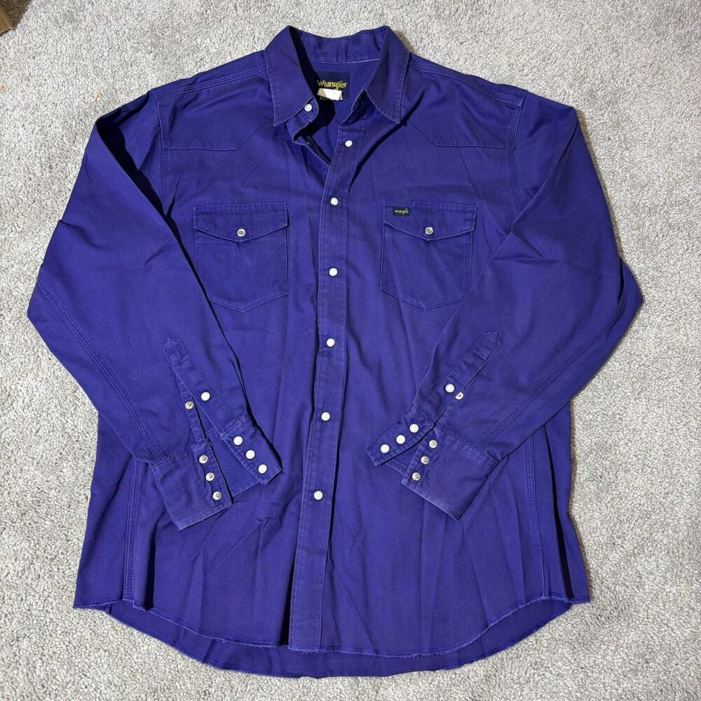 Wrangler Authentic Western Shirts Mens XL Pearl Snap Purple